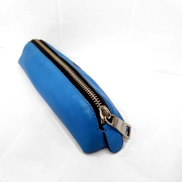 Coach X Peanuts Snoopy Leather Pencil Case 64417 Blue Black Silver Cosmetic Case - Picture 3 of 14